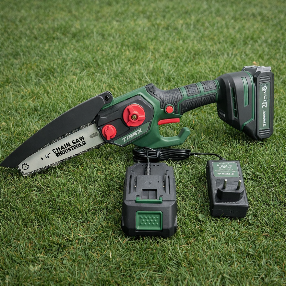 Пила цепная аккумуляторная с бесщеточным двигателем TIREX,Мини пила аккумуляторная 21V 2.0Ah,Мини пила электрическая с штангой Львов - изображение 1
