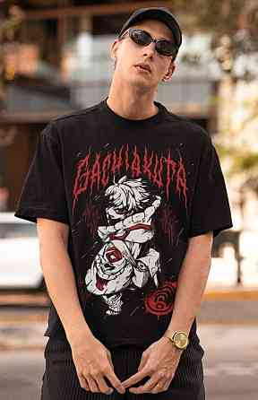 Футболка для хлопчика з аніме принтом Гакхіакута Томе Джапанесе Танкобон оверсайз (зріст від 165 до 180) Чорний AnimeJ0815m Дніпро