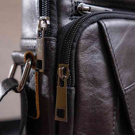 Сумка чоловіча з щільної шкіри 14995 Vintage Чорна Київ