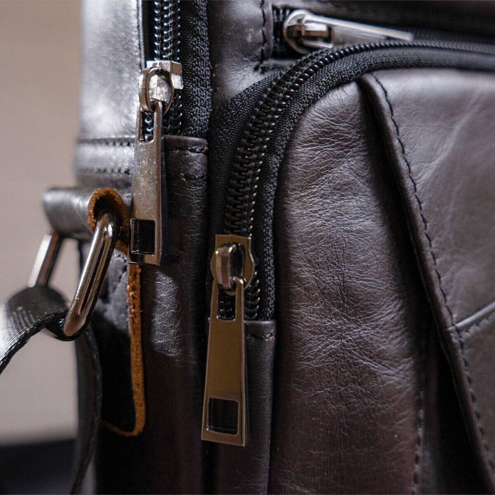 Сумка чоловіча з щільної шкіри 14995 Vintage Чорна Київ - фото 3