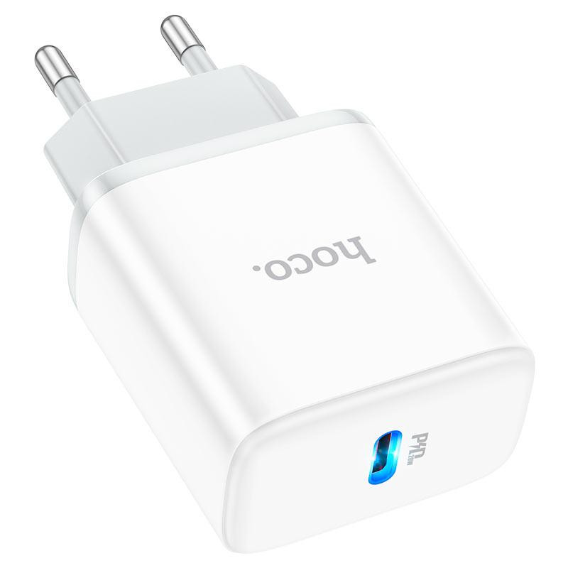 Мережевий зарядний пристрій HOCO C104A Stage single port PD20W charger White Одеса - фото 4