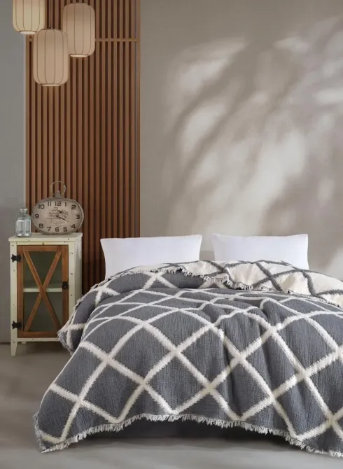 Муслиновое покрывало Ivory 230х250 см Графит Коломия - фото 1