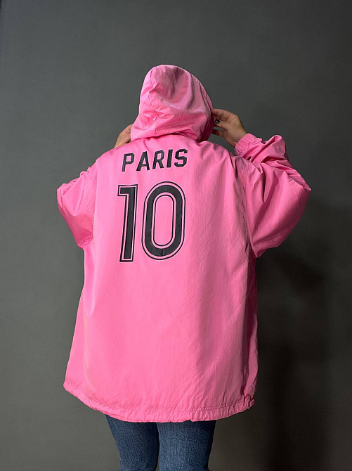 Куртка женская Lady Yep 9096 ветровка оверсайз удлиненная с капюшоном и надписями, розовый, one size Киев - изображение 2