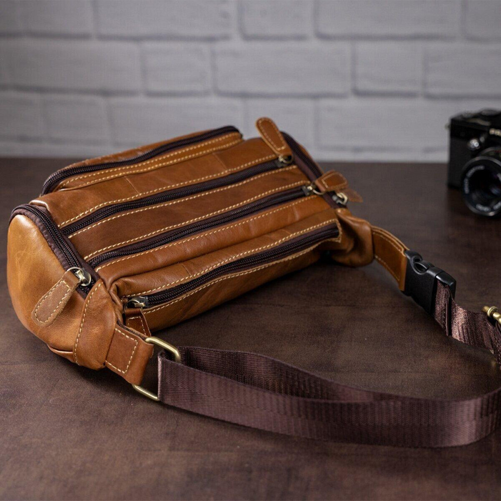 Сумка на пояс объемная Vintage 14695 Коричневая Киев - изображение 5