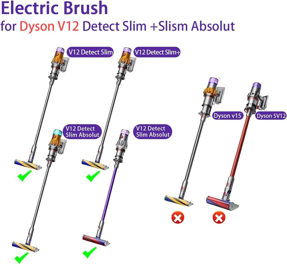Електрична насадка для пилососа Dyson V12 Detect Slim Чорна Direct Drive турбо-щітка для твердих підлог і килимів, змінна насадка Київ - фото 5