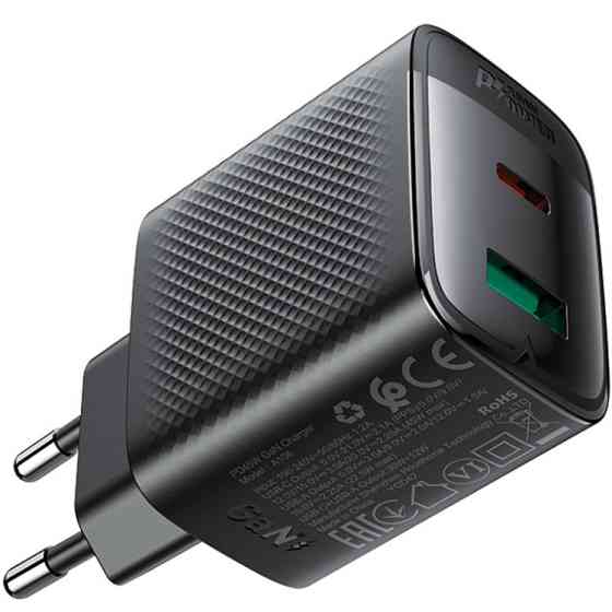 Зарядний пристрій 2xUSB 45W (USB-C+USB-A) Gan A106 Black Acefast Винница