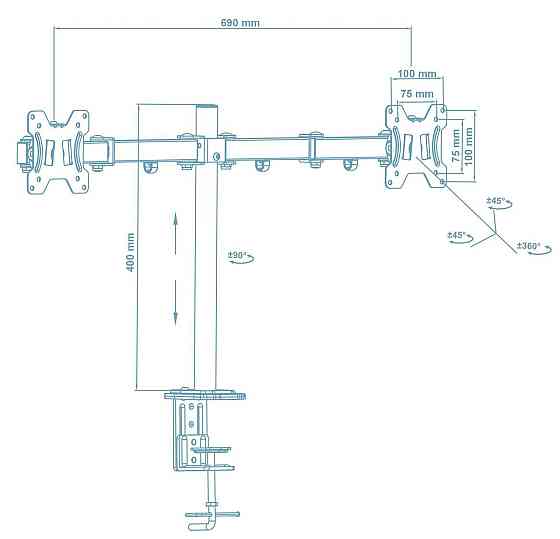 Кронштейн Walfix DM-400B (для 2 моніторів) Настільний Харьков