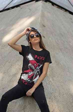 Футболка аниме Человек-бензопила оверсайз (S/M/L) Черний AnimeJ0992 Днепр