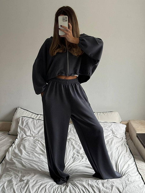 Жіночий трендовий костюм з турецького трикотажу oysho Графіт Одеса - фото 1