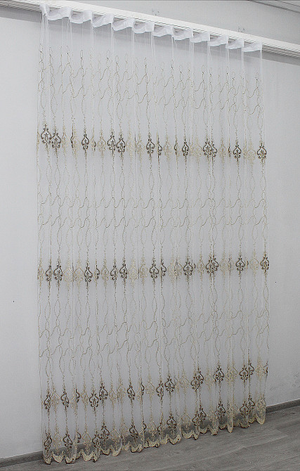 Тюль VR-Textil 1193т Kort ADOR Фатин с люрексовой нитью Золотистый с коричневым 300х270 см (40-972) Киев - изображение 4