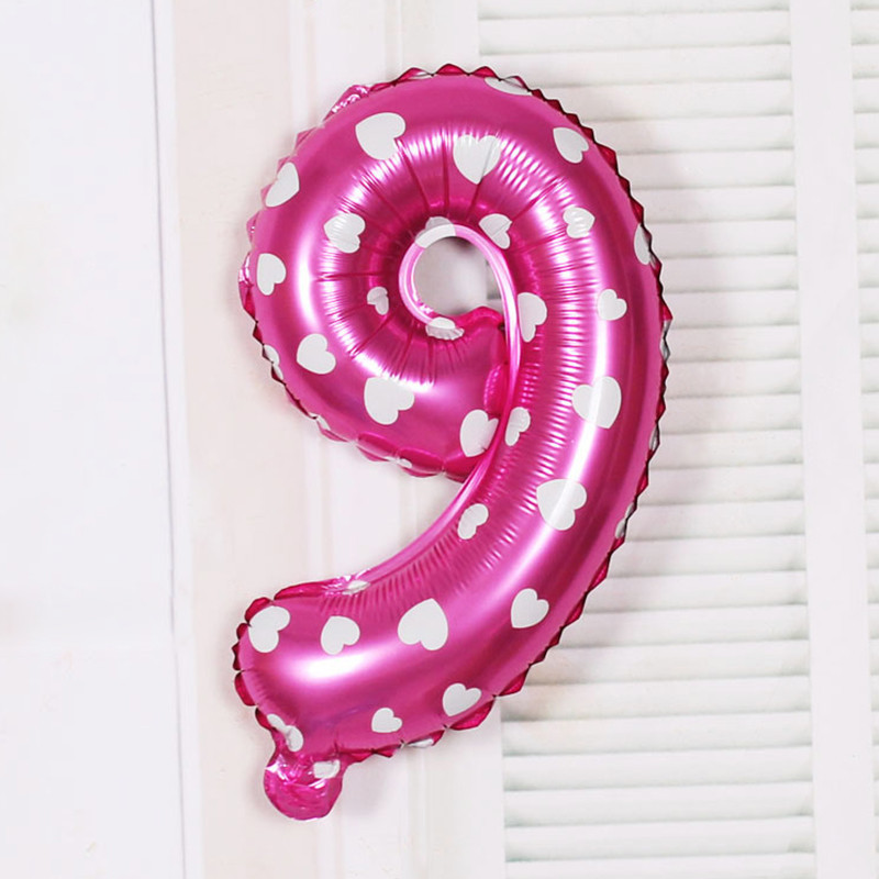 Шарик цифра 9 фольгированная с сердечками 32 дюйма розовый Киев - изображение 3