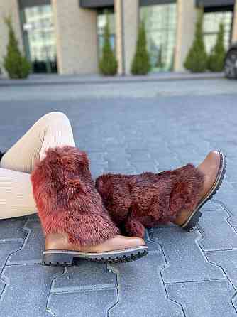 TopS Унти жіночі TopS руді натуральна шкіра з хутром висота 26см обхват 32-33см розмір 40 (АР-6 Коломыя