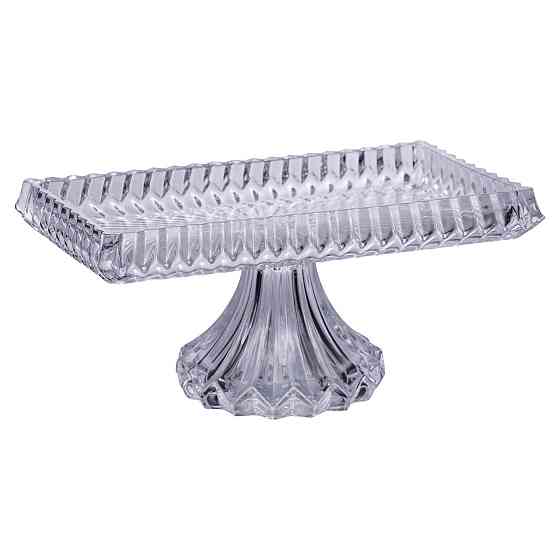 Тортівниця прямокутна на ніжці 28.5×15×13 (см) скляна підставка для торта, капкейків, тістечок HP-19-146L Київ