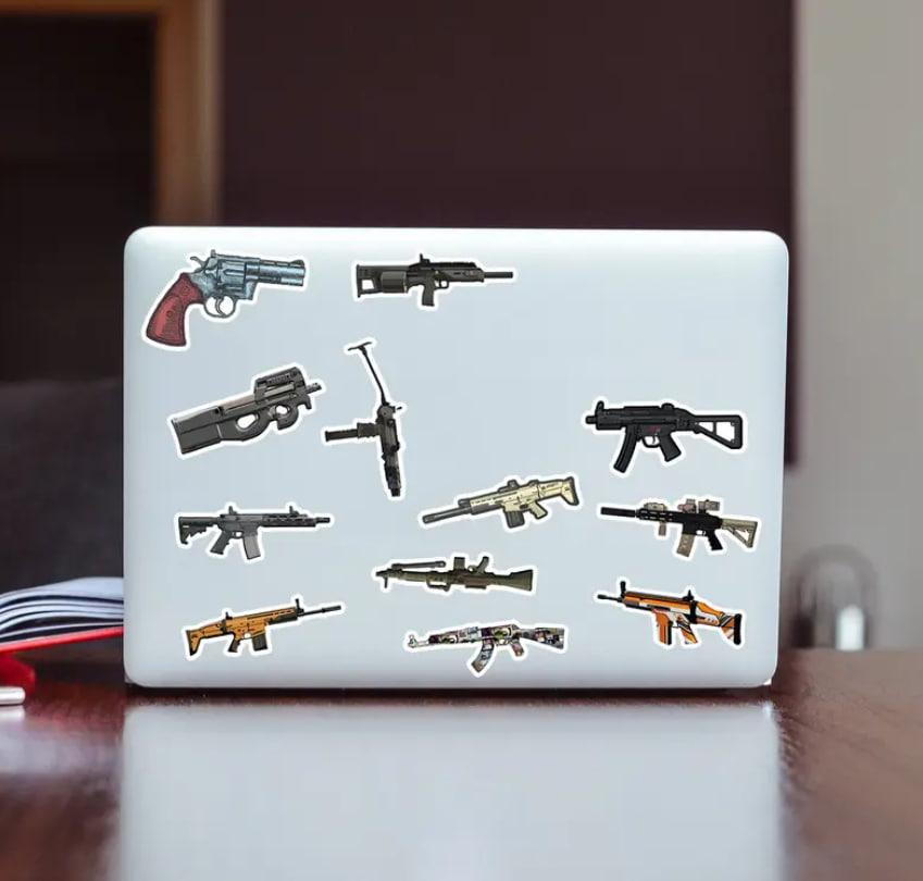 Наклейки, стікери зброя. Водонепроникні вінілові наклейки, стікерпак, наліпки військова тематика, на Київ - фото 6