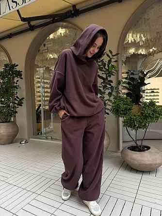 Жіночий стильний теплий костюм двосторонній фліс-полір Шоколад Одеса