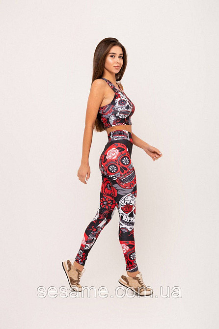 Костюм для фитнеса женский черепа лосины и топ Харьков - изображение 5