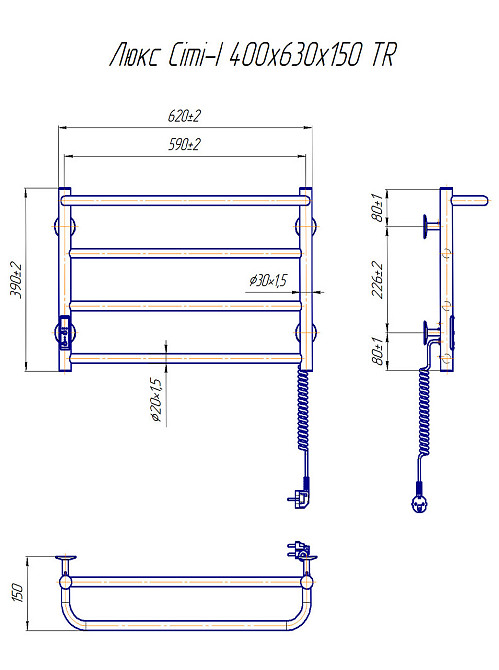 Електрична рушникосушарка Mario Люкс Сіті -I 400х630 TR K таймер-регулятор Київ - фото 6