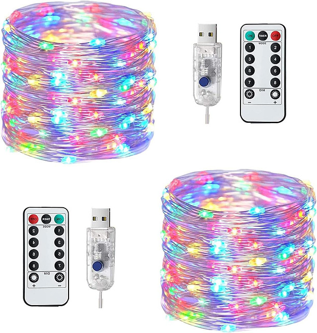 Светодиодная гирлянда Augone 120 LED, 20 м, USB, 8 режимов, таймер, пульт ДУ, IP65, разноцветная, комплект 2 шт Киев - изображение 9