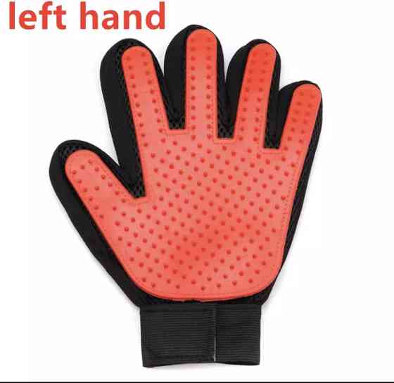 Перчатка расческа для животных, расческа для грумингу, красная, на левую руку - размер 22*15см Киев