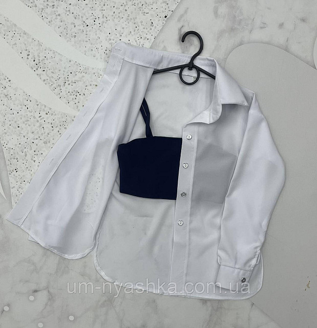 Красивая школьная блузка с длинным рукавом + топ 128-152 Кривой Рог - изображение 1