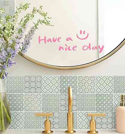 Наклейка на дзеркало Have a nice day рожевий напис вінілова декор для стіни Київ