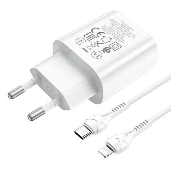 Мережевий зарядний пристрій з кабелем HOCO N22 Jetta PD25W charger set (Type-C to iP)(EU) White Одеса