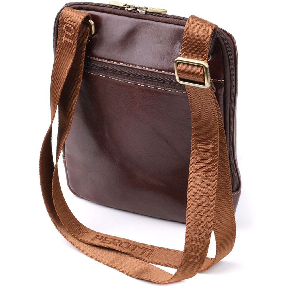 Мужская сумка через плечо из гладкой натуральной кожи Коричневый (Tony Perotti) Киев - изображение 6