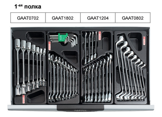 Візок з інструментом TOPTUL 7 секцій 227 од. червона GCAJ0018 Київ - фото 2