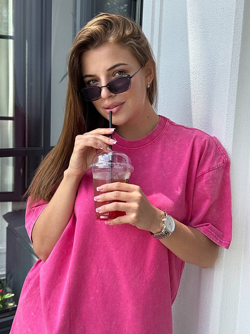 Велосипедки и футболка варенка тай дай оверсайз Малиновый XS-S Харьков - изображение 4