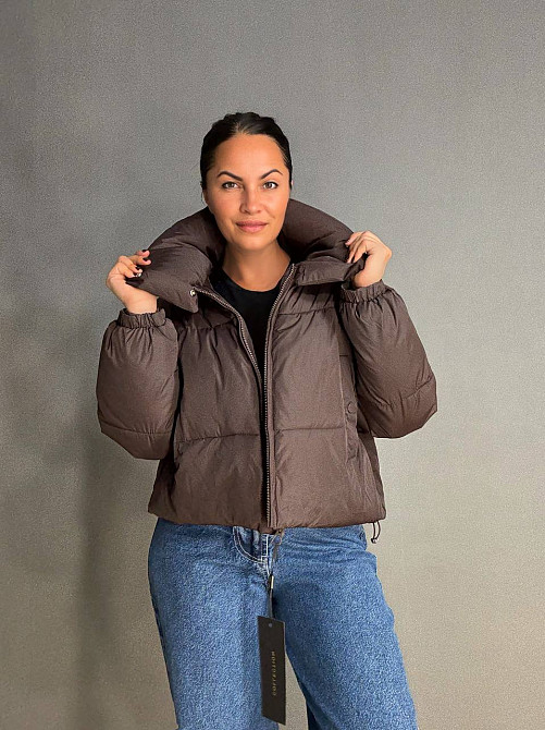 Куртка жіноча Lady Yep 10043 коротка на блискавці з коміром коричнева, коричневий, 42 Київ - фото 4