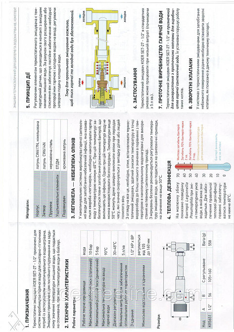 Комплект термостатичного змішувача для бойлера KOER SET-27 - 1/2 Харків - фото 5