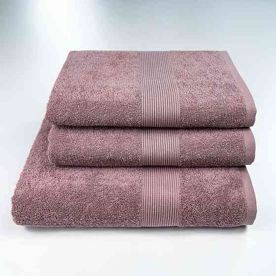 Набір махрових рушників з Бордюром 3шт GM Textile 50х90см, 50х90см, 70х140см 400г/м2 (Шоколад) Суми