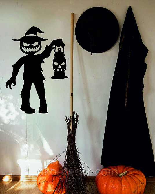 Декоративне настінне Панно «Сілует дітей. Гелловін», Декор на стіну 70*50 см, Чорний Київ - фото 5