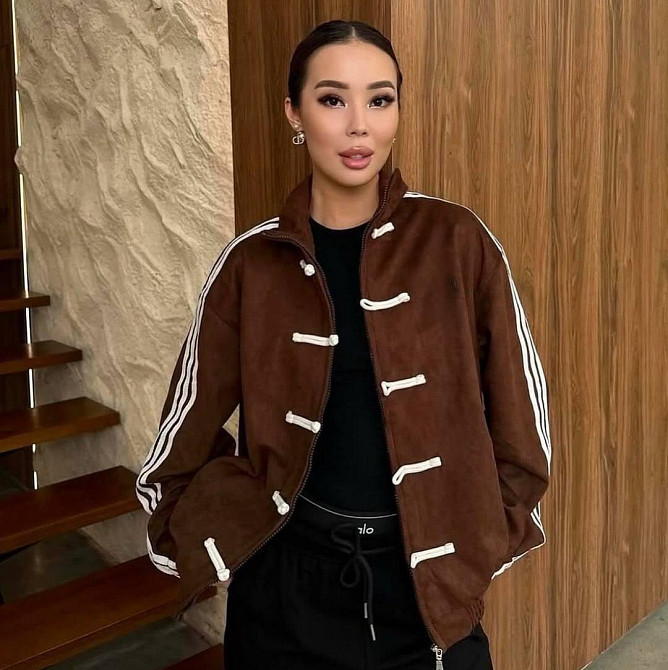 Унісекс оверсайз стильний бомбер із замші турецький замш Шоколад Одеса - фото 2