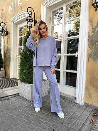 Жіночий стильний повсякденний костюм турецький двонитка Світло-сірий Одеса