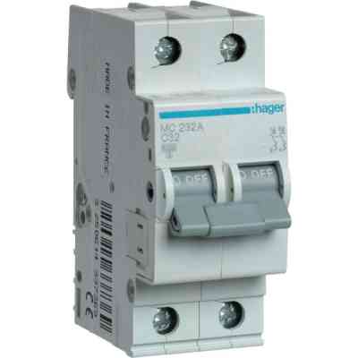 Автоматичний вимикач Hager 2-п. C 32A (6kA) 2M (A) (MCN232) Вінниця