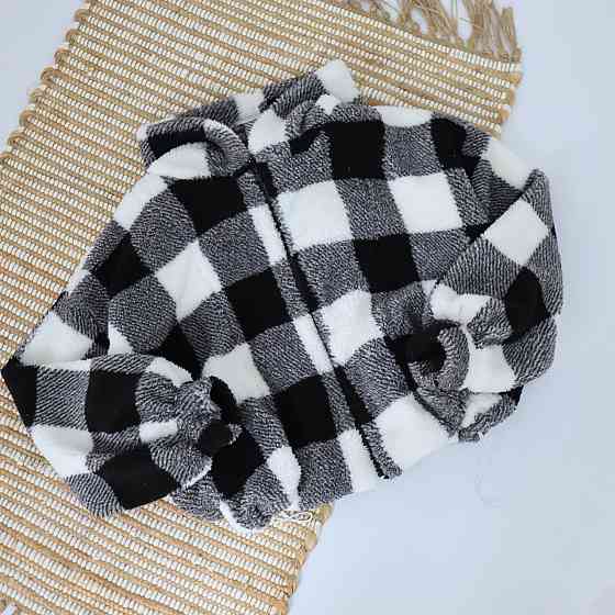 Дитяча тепла куртка тедді на змійці в чорно білу клітинку Кам'янець-Подільський