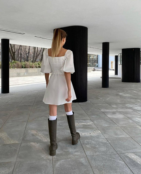 Женское легкое романтическое мини платье из хлопка. 42/44, Белый Одесса - изображение 3