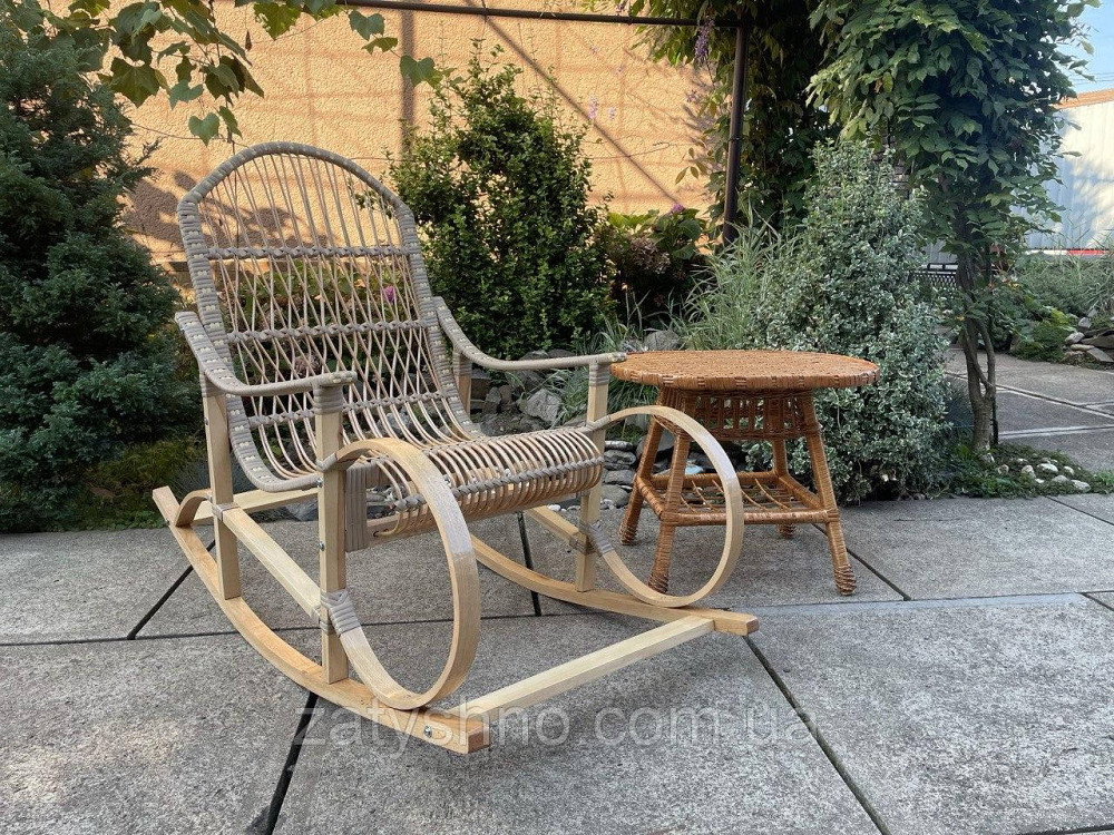 Меблі плетені: крісо гойдалка та журнальний стіл Київ - фото 4