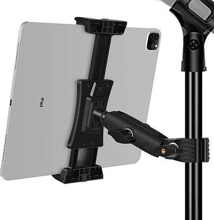 Тримач для мікрофонної стійки для iPad планшета iPhone смартфона сумісність 4″-13.5″ для журавля нотного пюпітра тарілкової стійки Київ - фото 1