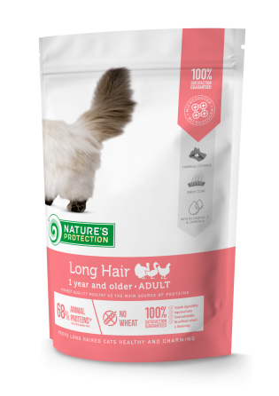 Nature's Protection Long hair Сухий корм для дорослих котів з довгою шерстю, 400 г Київ