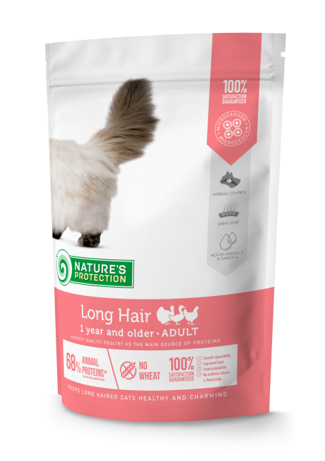 Nature's Protection Long hair Сухий корм для дорослих котів з довгою шерстю, 400 г Київ - фото 1