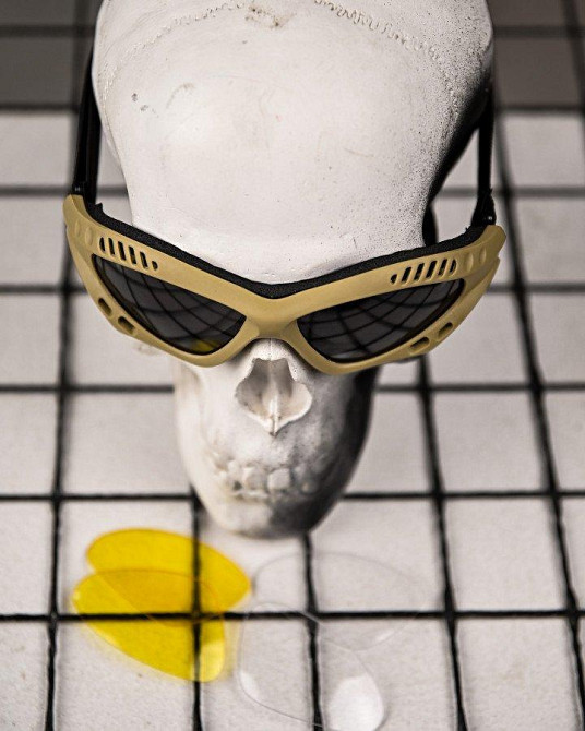 Тактические защитные очки с сменными линзами, вентилируемые  кайот  ПП7830 Одесса - изображение 7