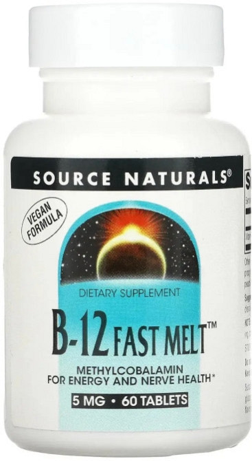 Вітамін В12 метилкобаламін Source Naturals B-12 Fast Melt 5 мг 60 таб Київ - фото 1