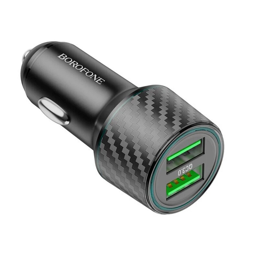 Автомобільний зарядний пристрій BOROFONE BZ21A Brilliant 36W dual port QC3.0 car charger Black Київ - фото 3