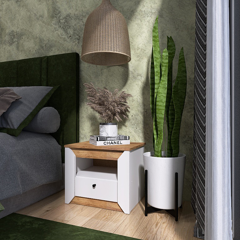 Тумба прикроватная Эверест Нордик-500 Белый + Дуб крафт золотой (DTM-5543) Львов - изображение 1