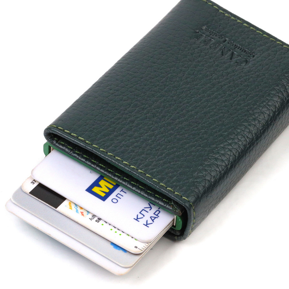 Картхолдер унисекс в три сложения с автоматическим мехнизмом из натуральной кожи флотар CANPELLINI 21932 Киев - изображение 6