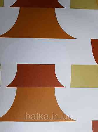 Шпалери вінілові Lutece Bensimon абстракція геометрія фігури яскраві теракотові білі салатові на молочному Київ