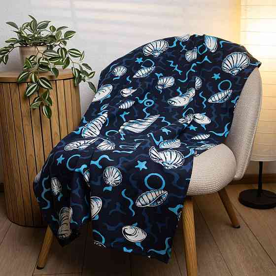 Пляжний рушник великий тонкий махровий з принтом GM Textile 70х150 см 300 г/м2 (Синій) Суми