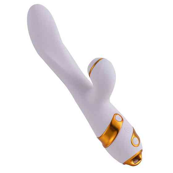 Вібратор-кролик з пульсацією та флогером LOCKINK SEVANDA Whip Vibrating Massage Wand, біло-золотий Sex Aura Київ